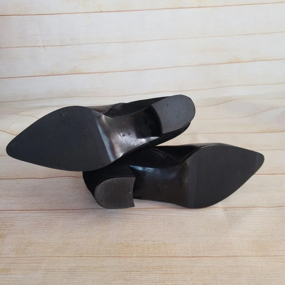 Vaneli Nappa Leather Suede Black Ankle Boots Booties Pointy Toe Black Size 8M